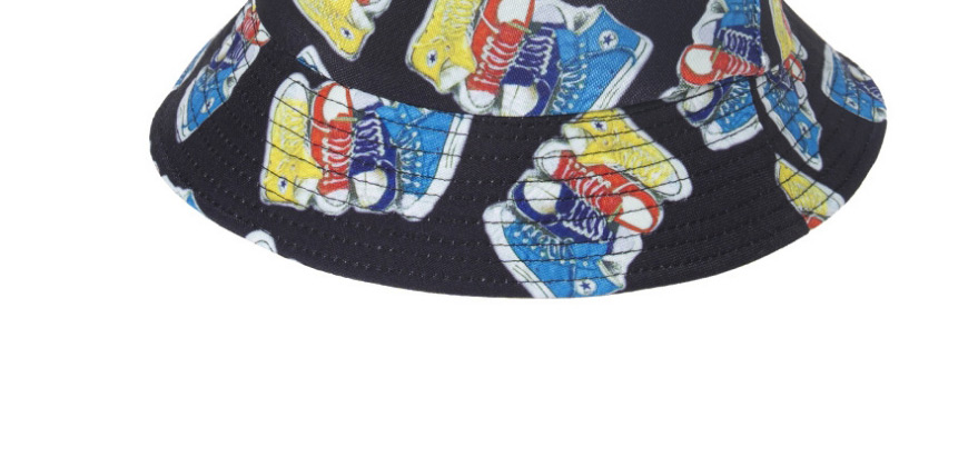 Fashion Black Shoes Print Double-sided Fisherman Hat,Sun Hats