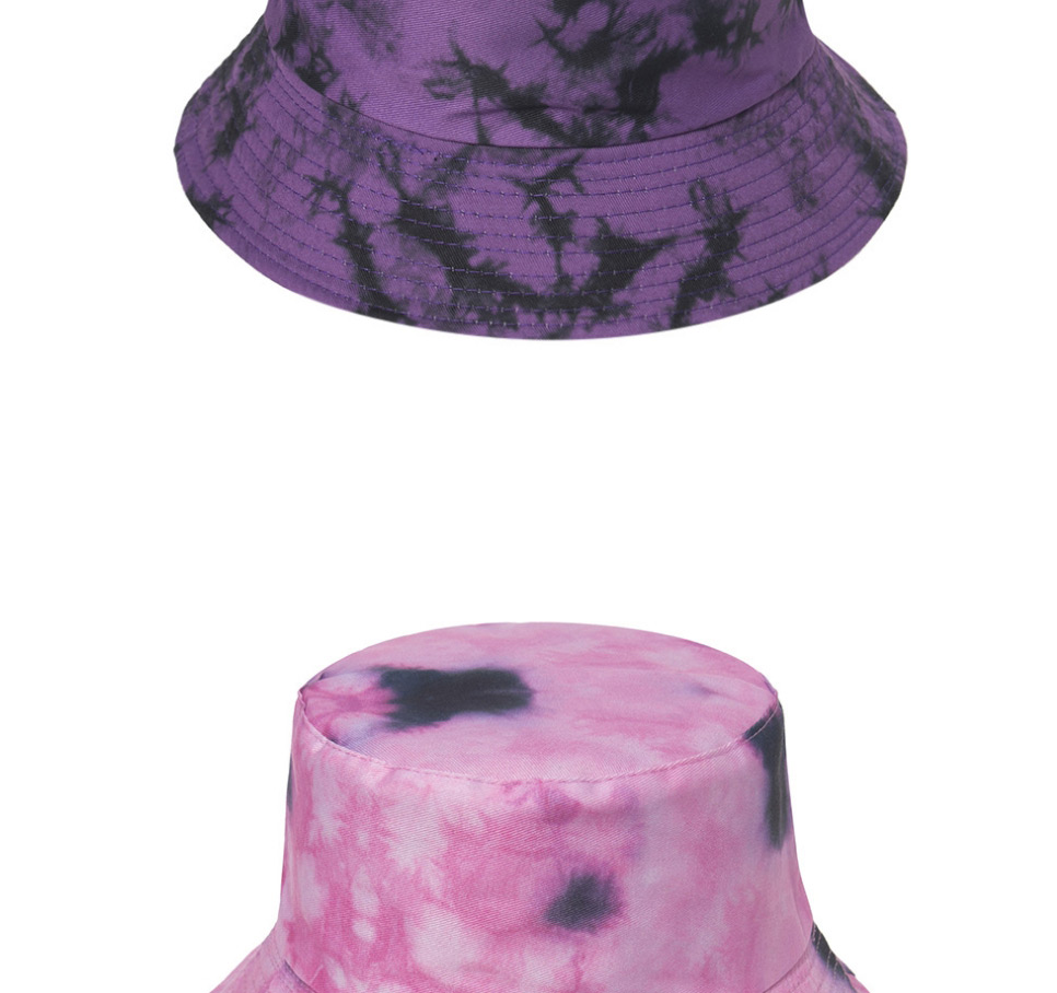 Fashion Taro Purple Tie-dye Graffiti Ink Painting Fisherman Hat,Sun Hats