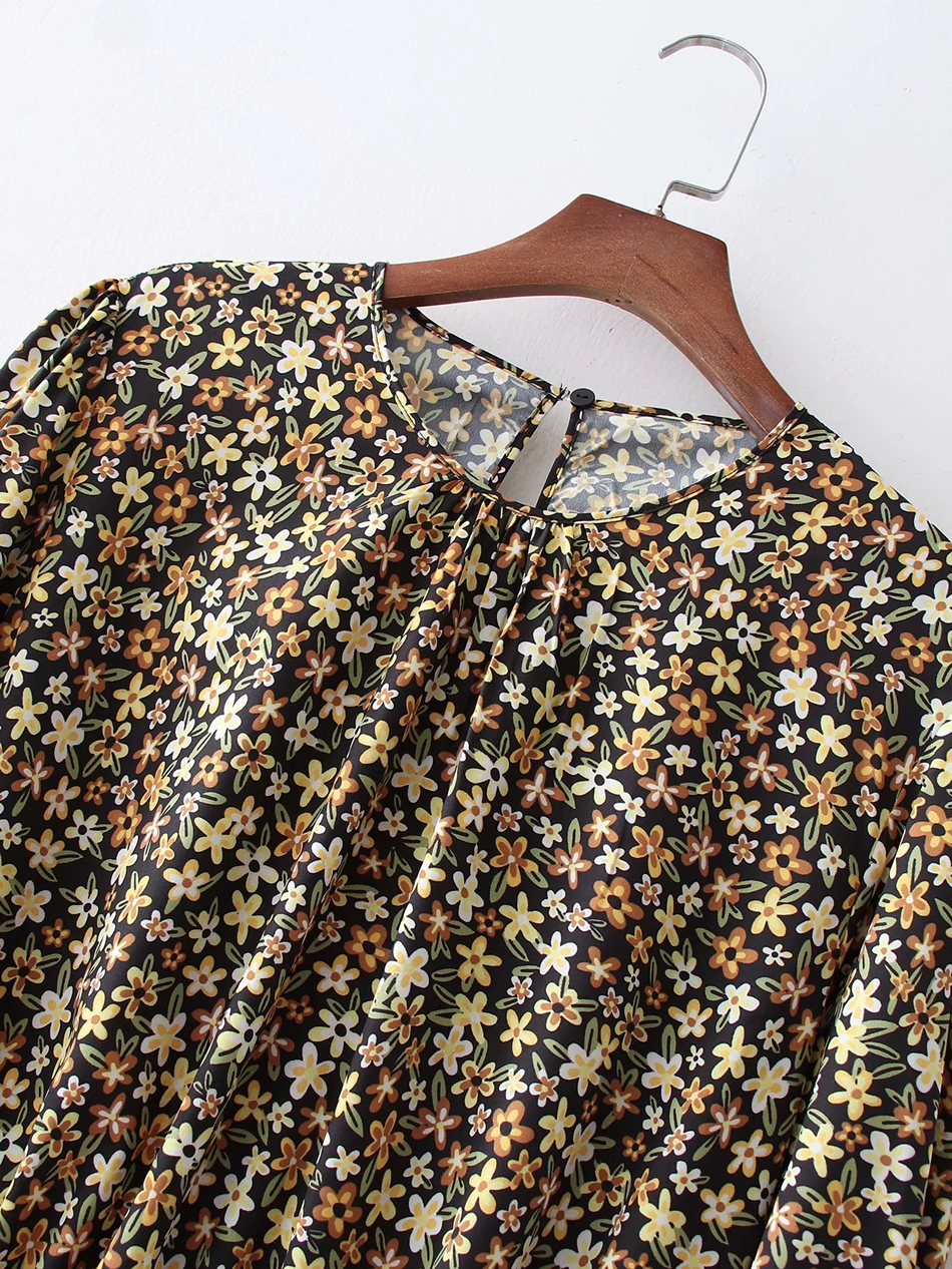 Fashion Printing Printed Elastic Waist Dress,Long Dress
