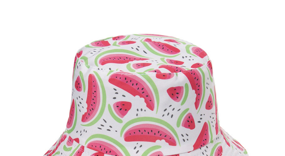 Fashion White Watermelon Print Double-sided Fisherman Hat,Sun Hats