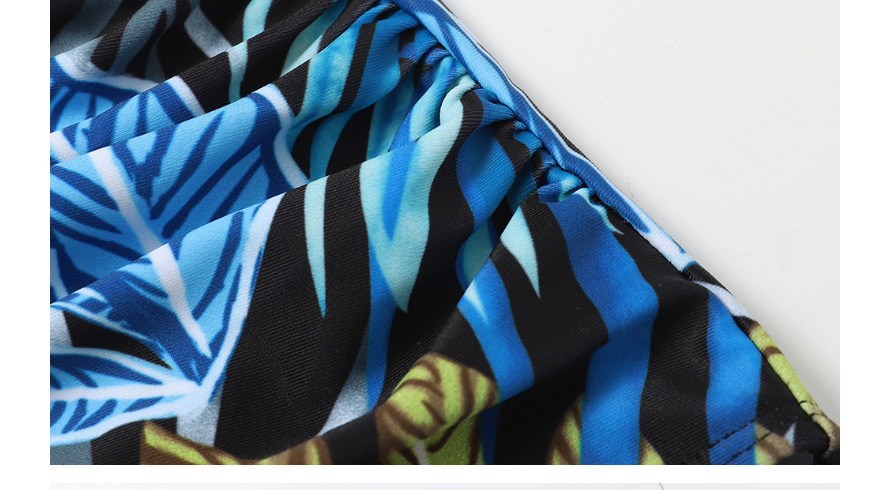 Fashion Printing Printed Leaf Pleated One-piece Swimsuit,Swimwear Sets