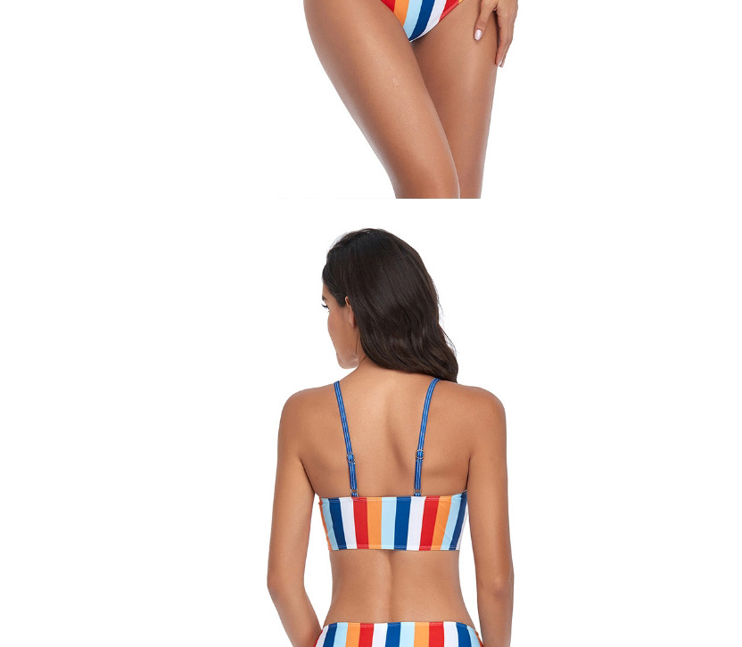 Fashion Red And Blue Rainbow Striped Swimsuit,Bikini Sets