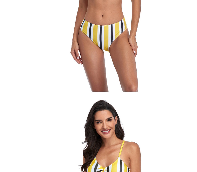 Fashion Yellow Black Rainbow Striped Swimsuit,Bikini Sets
