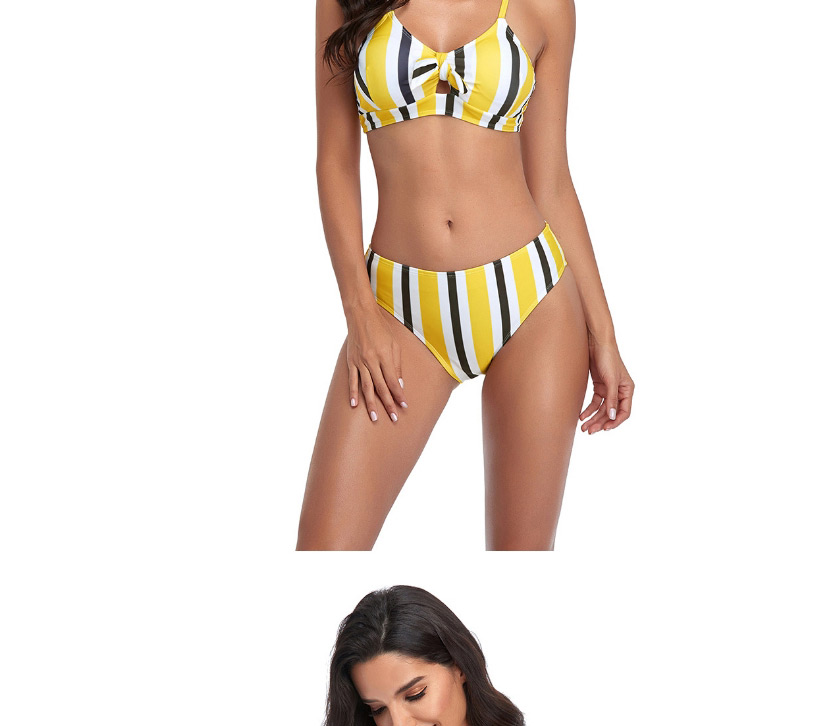 Fashion Yellow Black Rainbow Striped Swimsuit,Bikini Sets