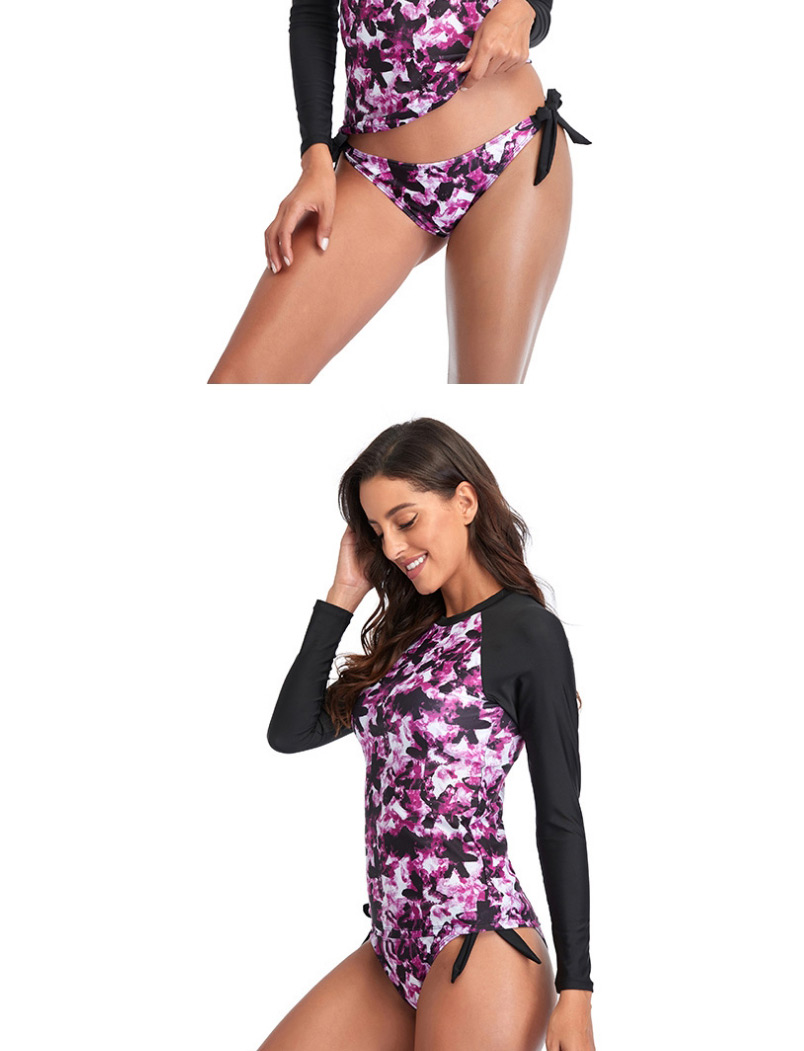 Fashion Pink Printed Long Sleeve Split Swimsuit Wetsuit,Swimwear Sets