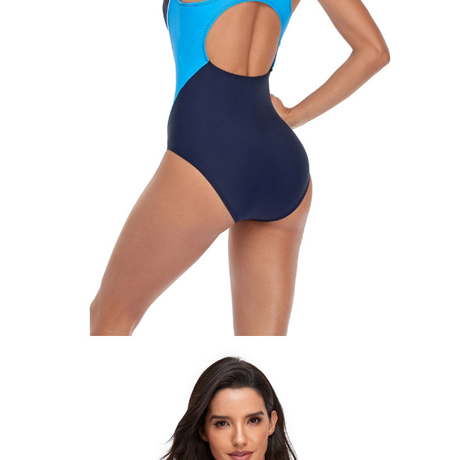 Fashion Yellow Contrasting Color Sports Halter One-piece Swimsuit,One Pieces