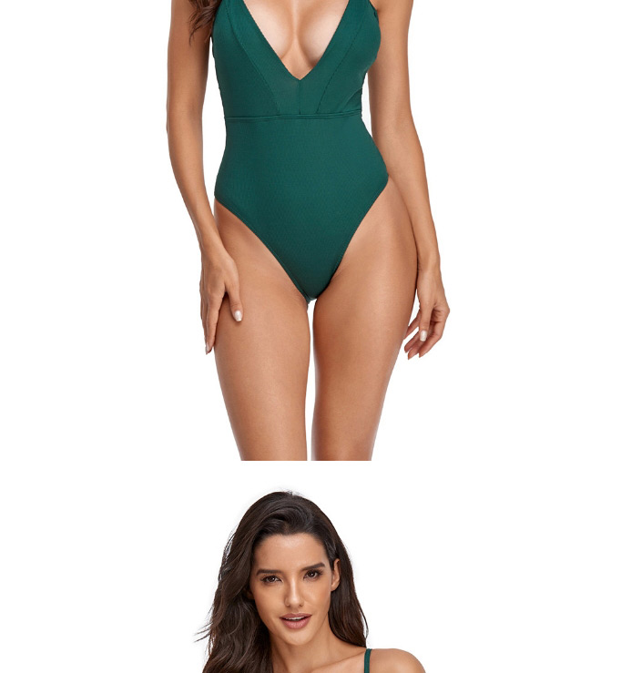 Fashion Green Solid Color Open Back Lace-up Swimsuit,One Pieces