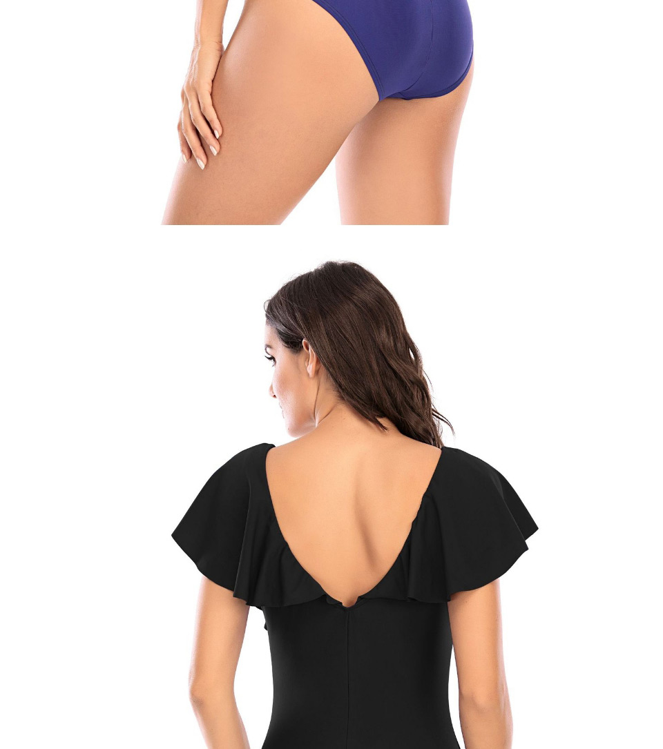 Fashion Black Solid Color Flashing Cutout Swimsuit,One Pieces