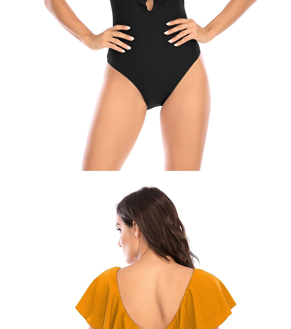 Fashion Black Solid Color Flashing Cutout Swimsuit,One Pieces
