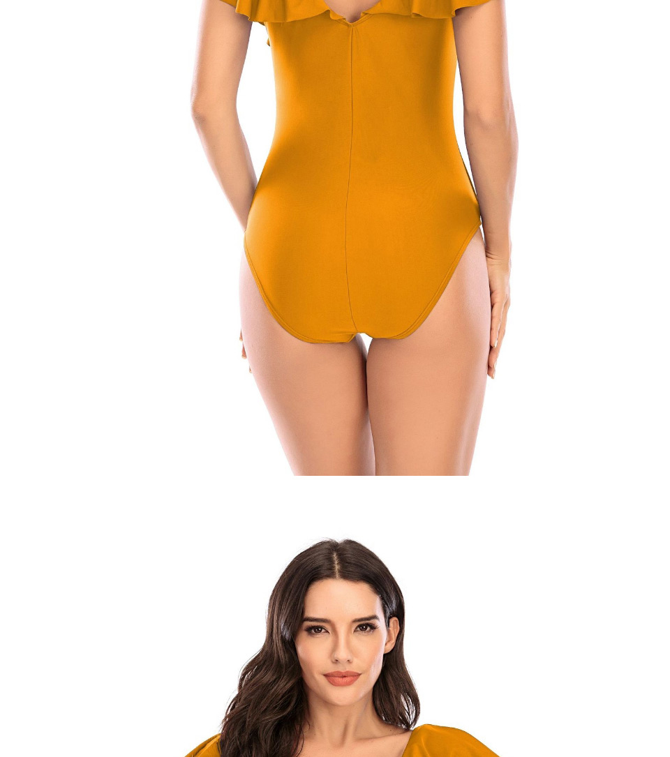 Fashion Ginger Solid Color Flashing Cutout Swimsuit,One Pieces
