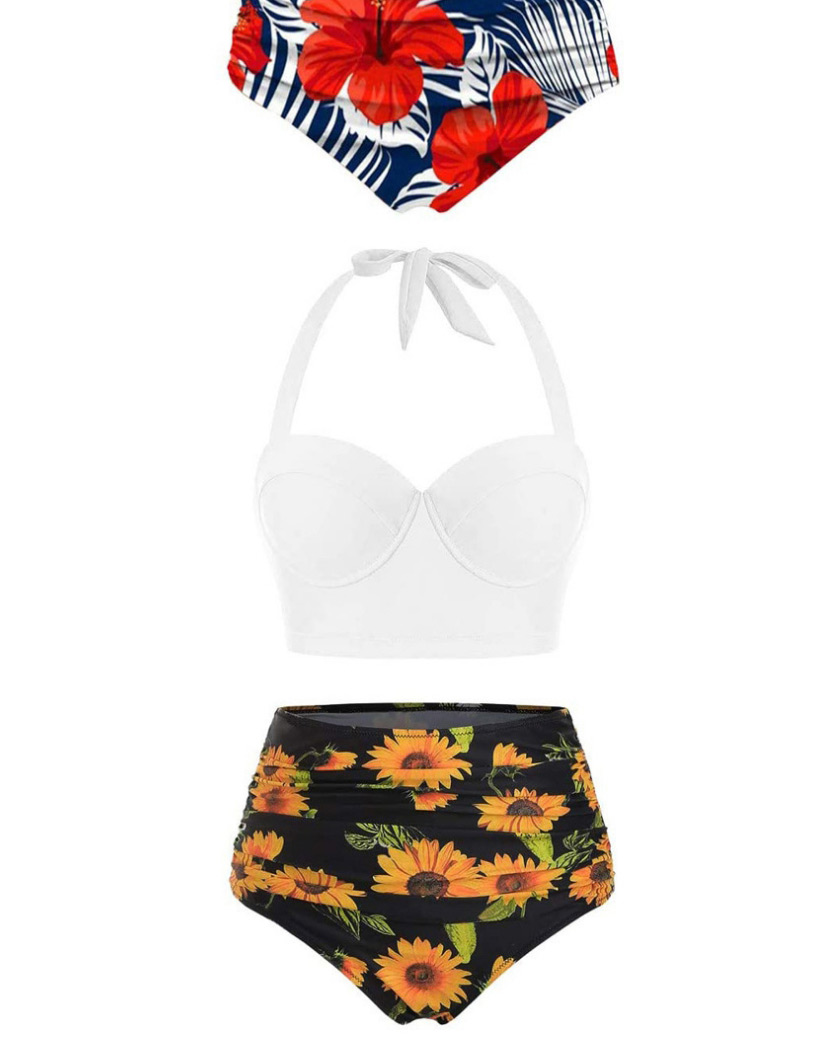 Fashion Picture color 5 High Waist Printed Gradient Polka Dot Split Swimsuit,Bikini Sets
