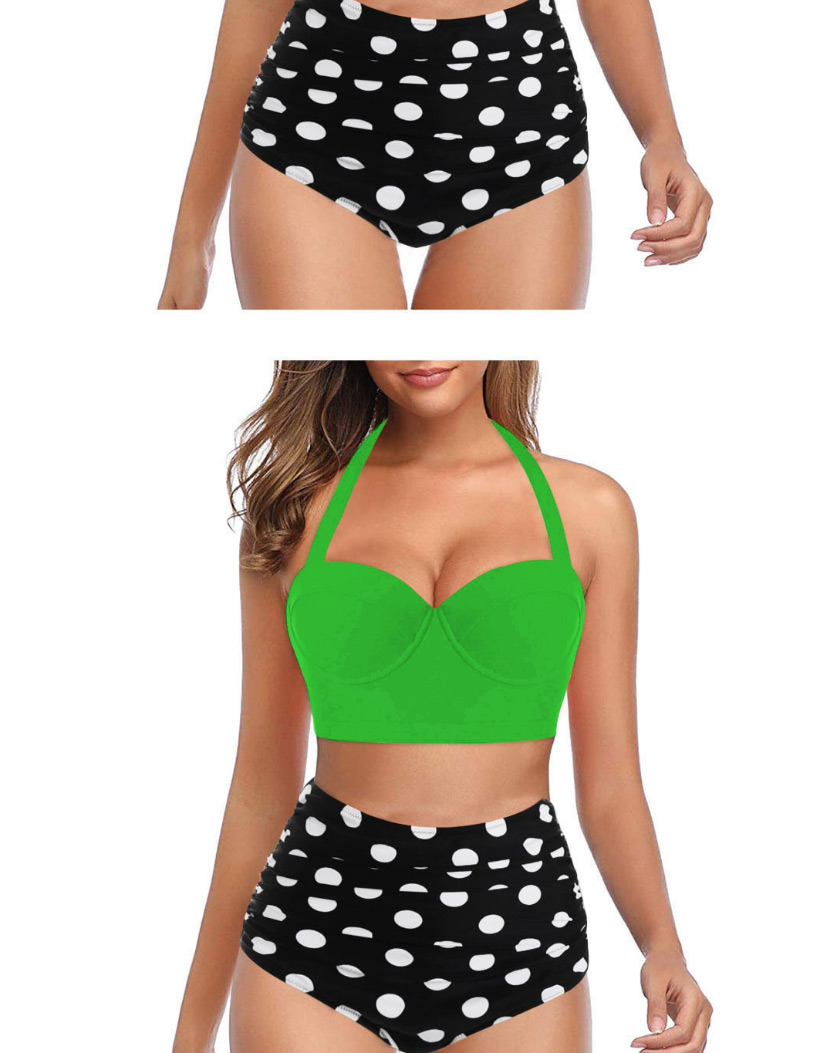Fashion Picture color 10 High Waist Printed Gradient Polka Dot Split Swimsuit,Bikini Sets