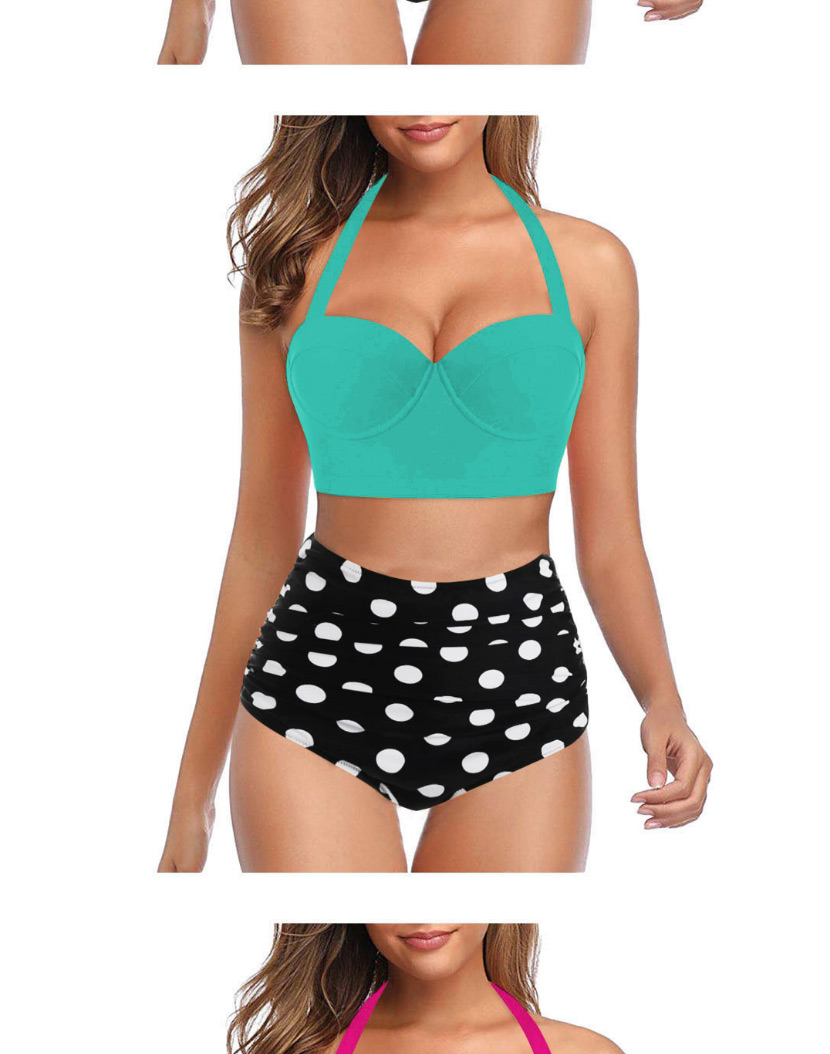 Fashion Picture color 1 High Waist Printed Gradient Polka Dot Split Swimsuit,Bikini Sets