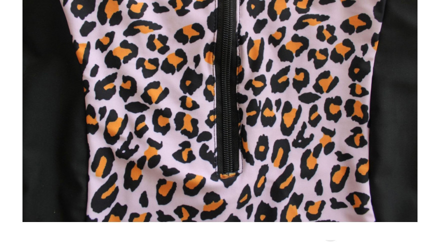 Fashion Printing Zip Leopard Print Long Sleeve One-piece Swimsuit Wetsuit,One Pieces