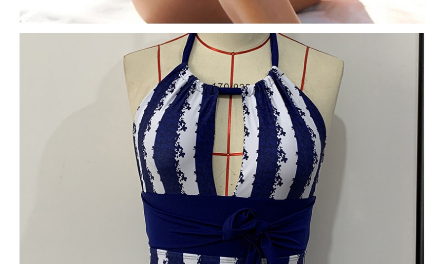 Fashion Stripe Striped Halterneck Lace Halter One-piece Swimsuit,One Pieces