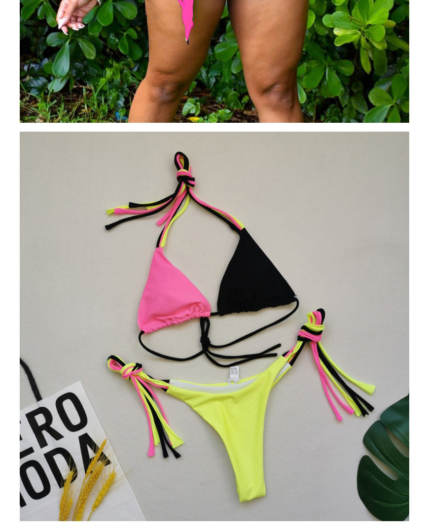 Fashion Orange Halter Strap Open Back Solid Color Split Swimsuit,Bikini Sets