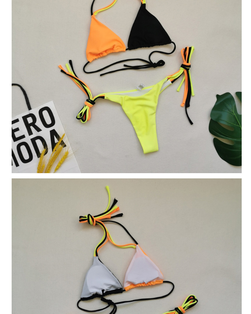 Fashion Rose Powder Halter Strap Open Back Solid Color Split Swimsuit,Bikini Sets