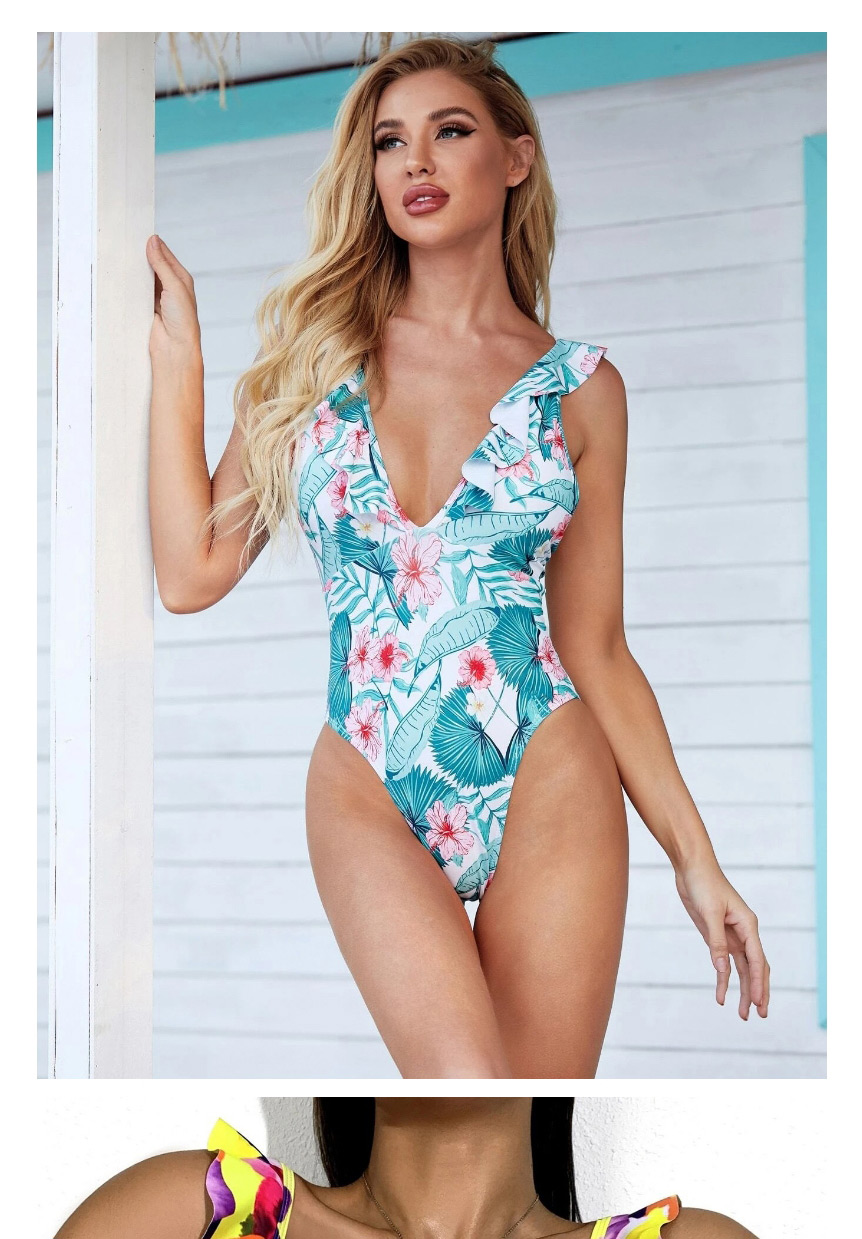 Fashion Purple One-piece Swimsuit With Printed Fungus,One Pieces