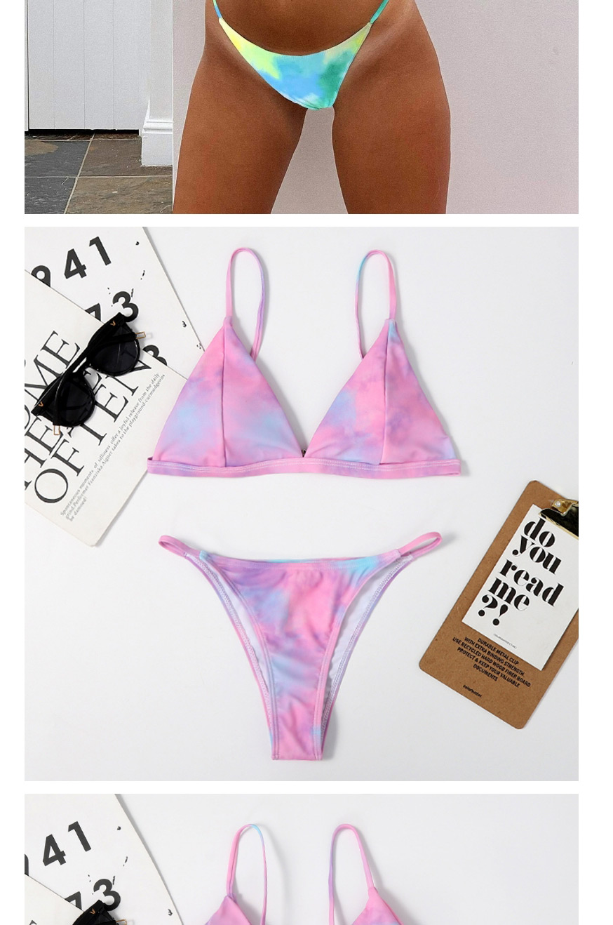 Fashion Pink Tie-dye Open Back Split Swimsuit,Bikini Sets