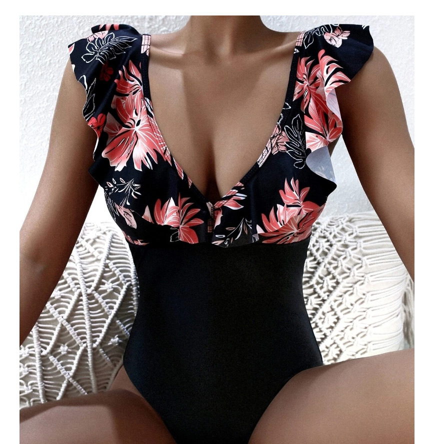 Fashion Green Printed Flashing V-neck One-piece Swimsuit,One Pieces