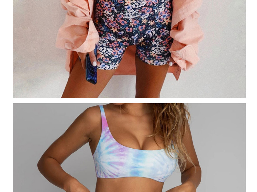 Fashion Leaf Flower Leopard Print Shorts Split Swimsuit,Swimwear Sets
