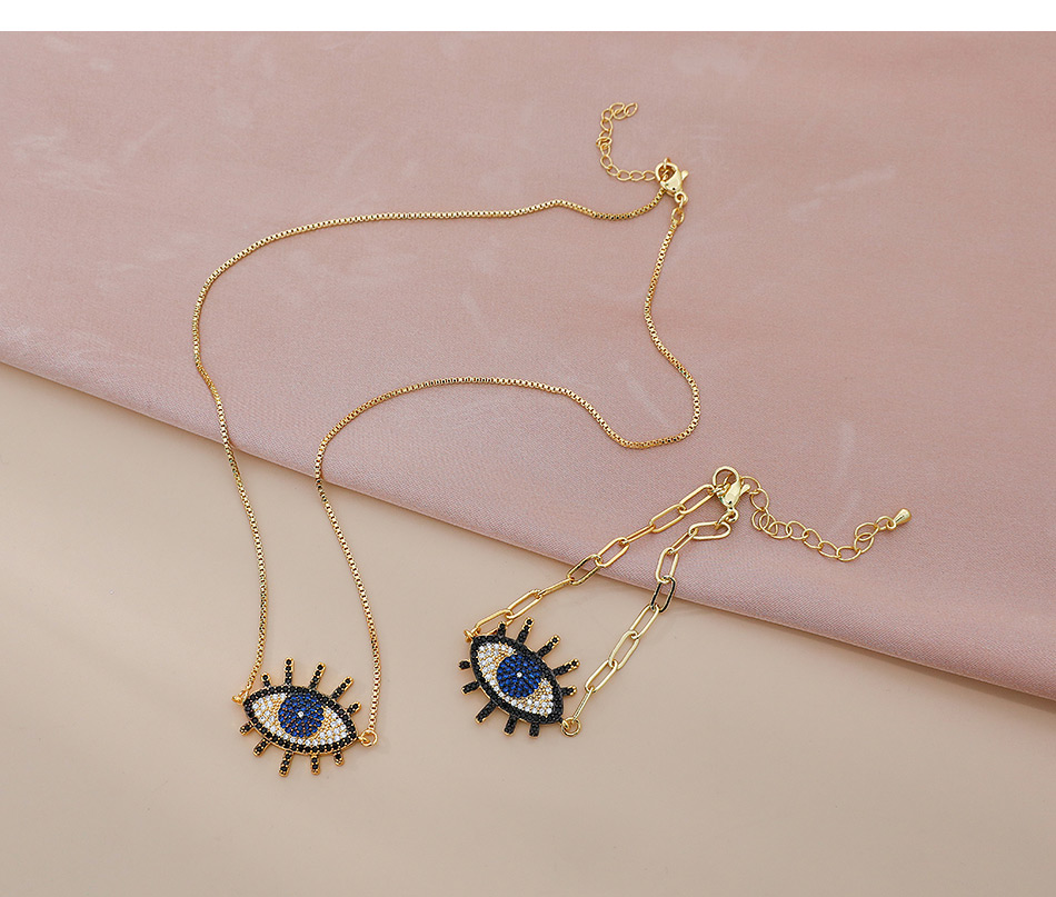Fashion Gold Color Copper Inlaid Zircon Eye Necklace,Necklaces