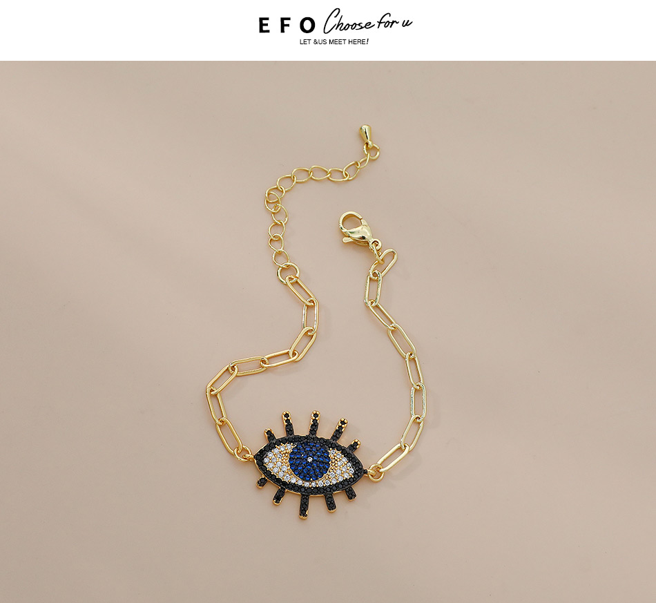 Fashion Gold Color Copper Inlaid Zircon Eye Bracelet,Bracelets