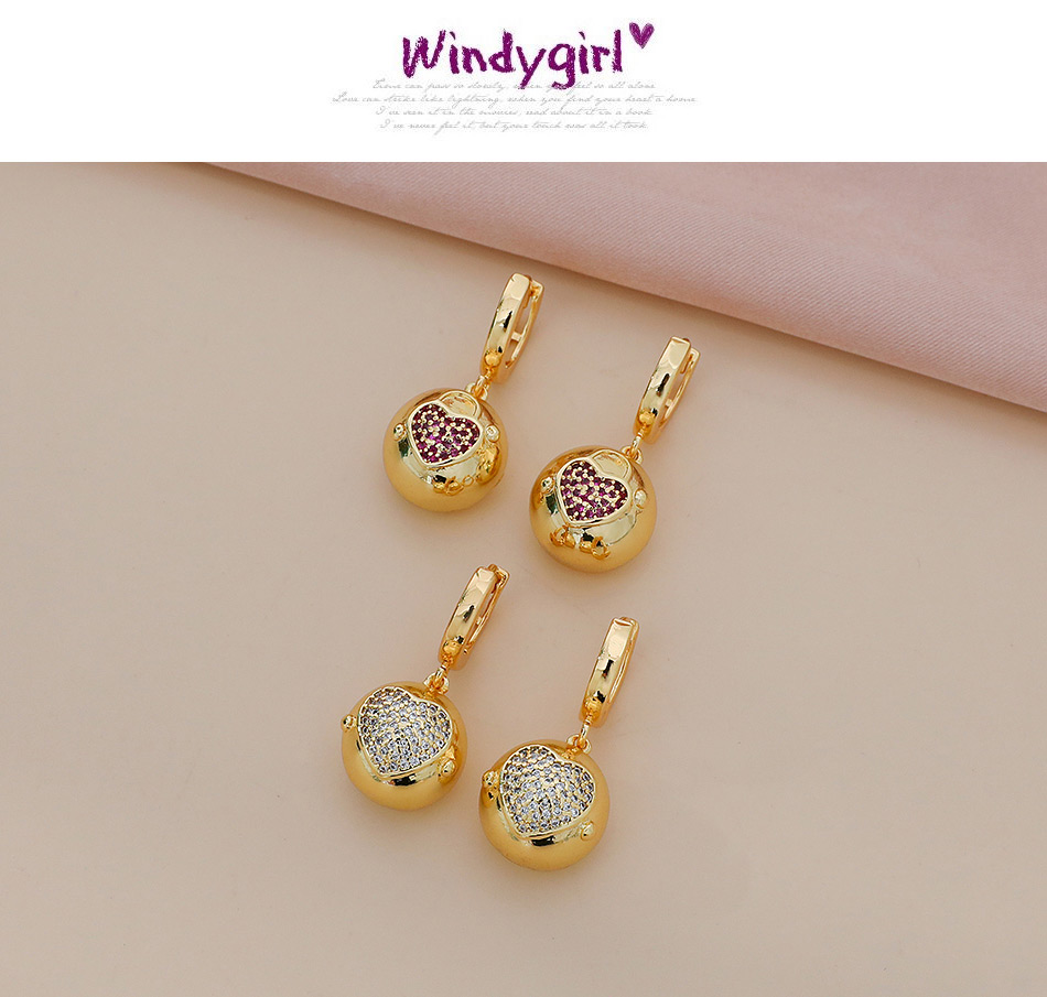 Fashion Gold Color Copper Inlaid Zircon Heart Earrings,Earrings