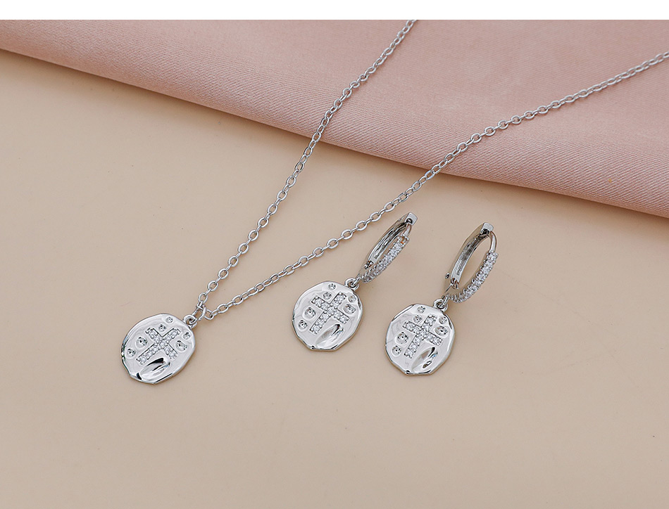 Fashion Silver Color Copper Inlaid Zircon Cross Necklace,Necklaces