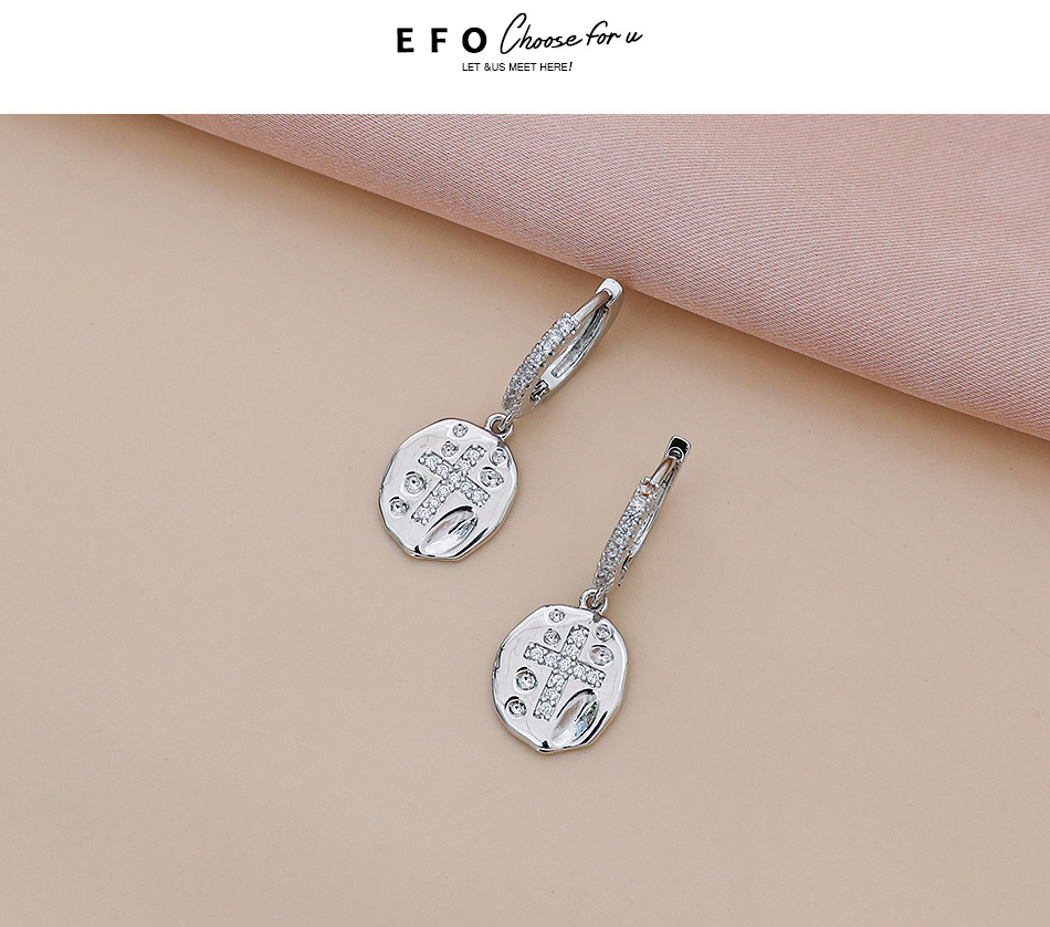 Fashion Silver Color Copper Inlaid Zircon Cross Earrings,Earrings