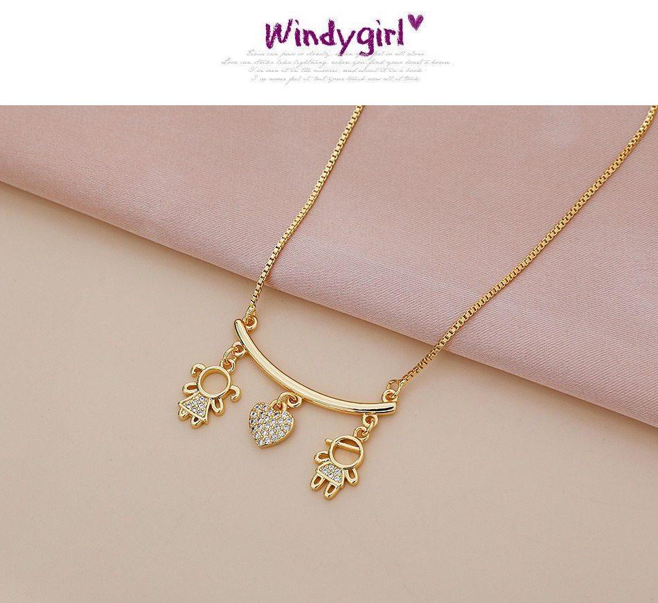 Fashion Gold Color Copper Inlaid Zircon Boy And Girl Love Necklace,Necklaces