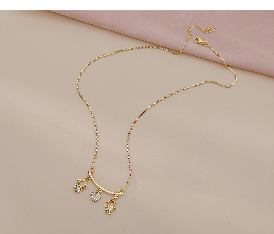 Fashion Gold Color Copper Inlaid Zircon Boy And Girl Love Necklace,Necklaces