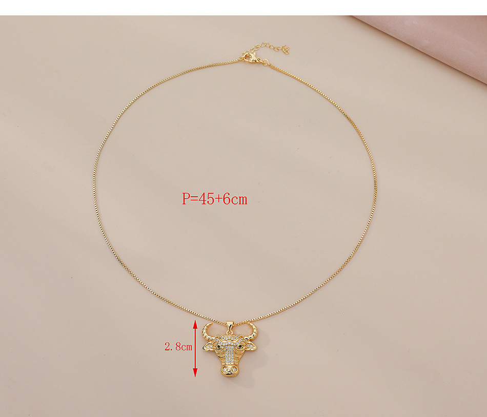 Fashion Gold Color Copper Inlaid Zircon Sheep Head Necklace,Necklaces