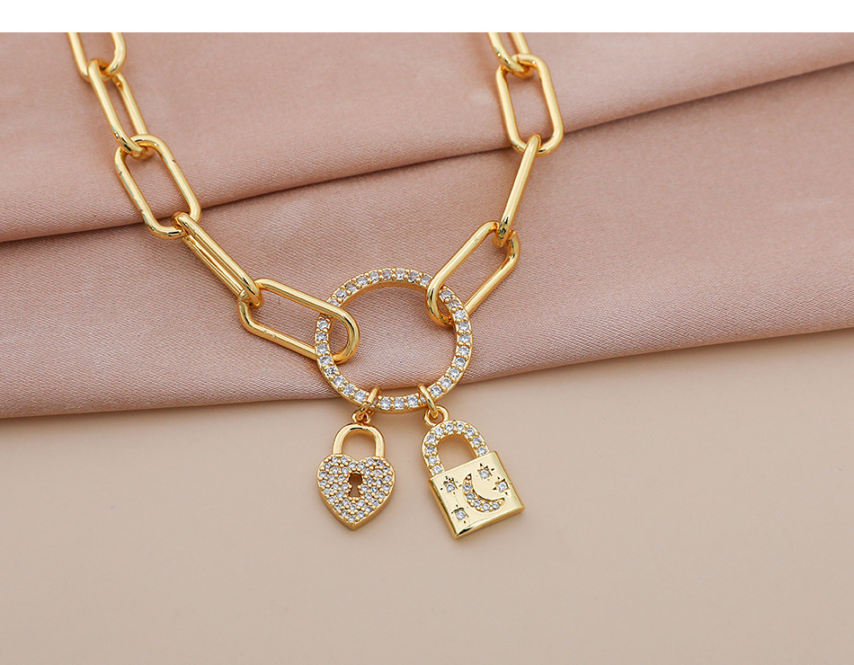 Fashion Gold Color Copper Inlaid Zircon Five-pointed Star Necklace,Necklaces