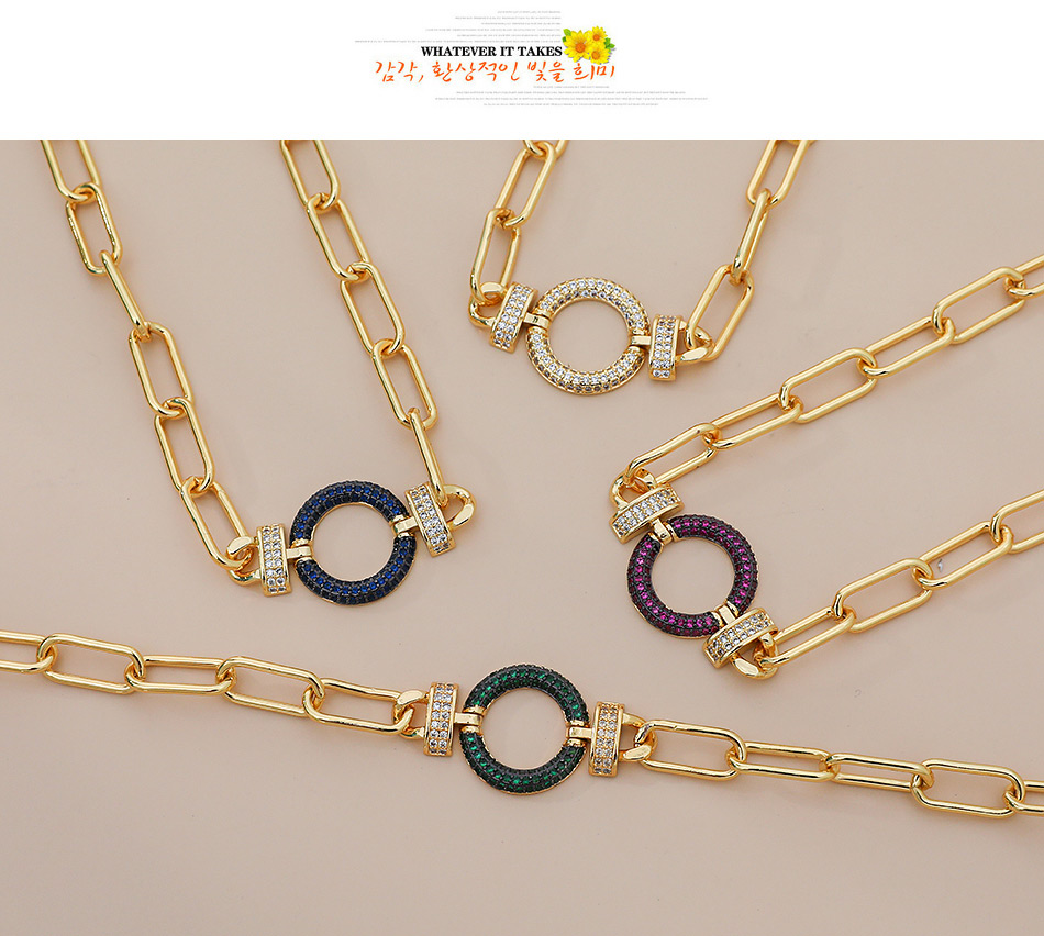Fashion White Copper Inlaid Zircon Ring Necklace,Necklaces