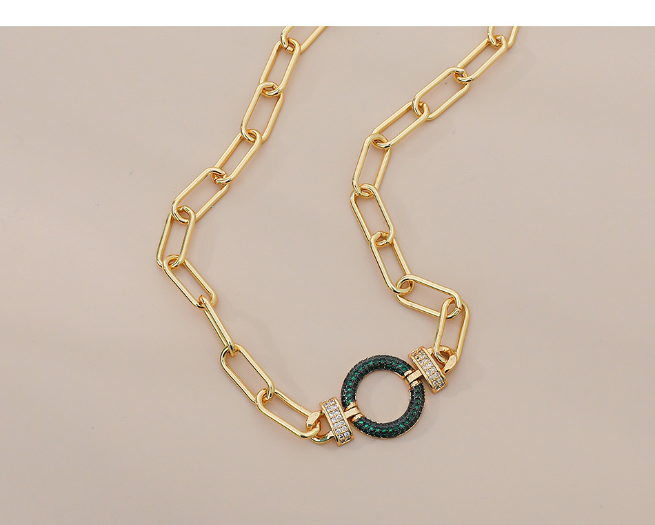 Fashion White Copper Inlaid Zircon Ring Necklace,Necklaces