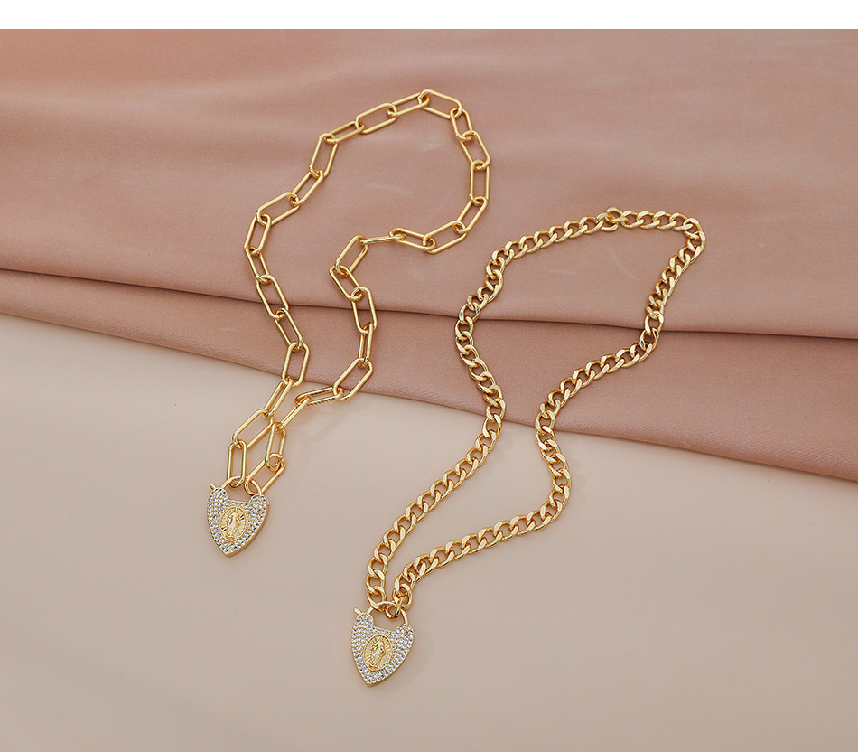 Fashion Gold Color Copper Inlaid Zircon Love Portrait Necklace,Necklaces