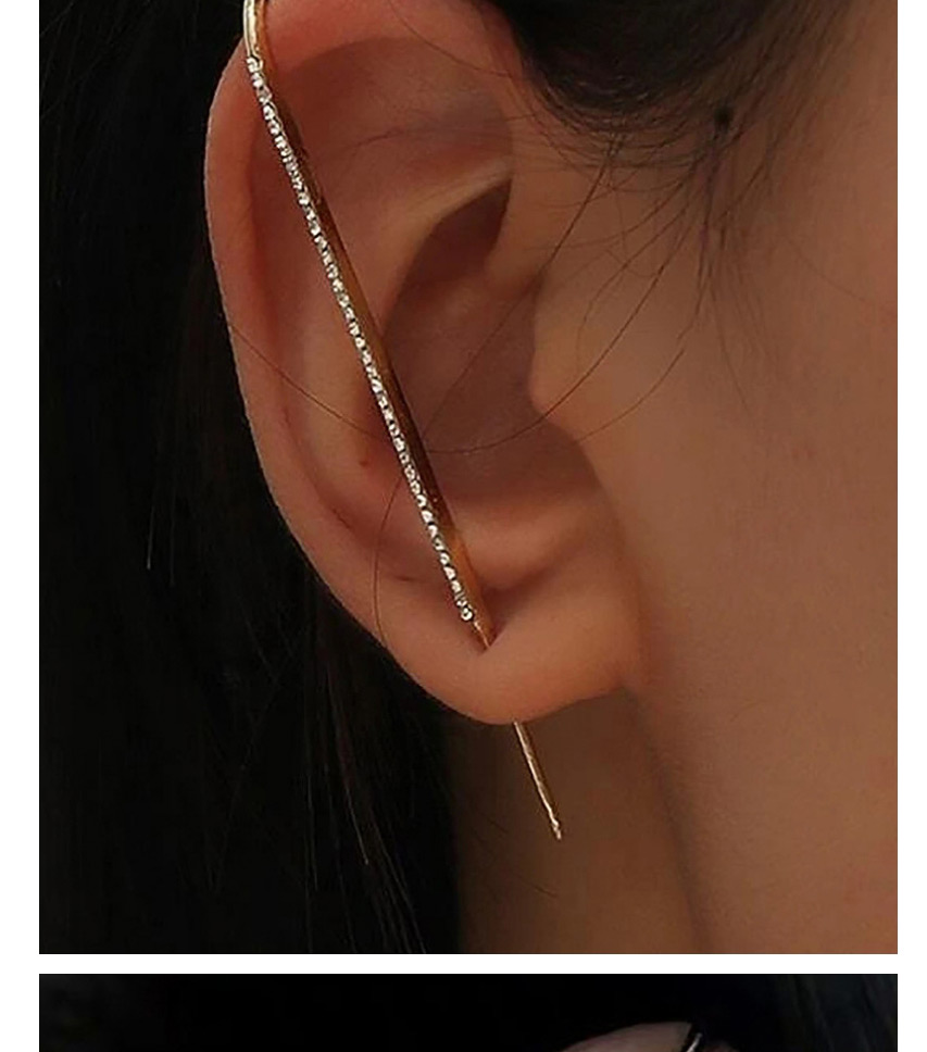 Fashion Six Diamonds Diamond-studded Lightning Leaf Geometric Piercing Ear Slash Earrings,Stud Earrings