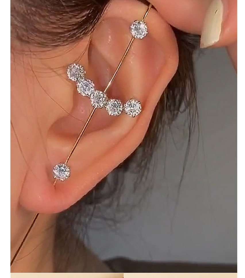 Fashion Pearl Models Diamond-studded Lightning Leaf Geometric Piercing Ear Slash Earrings,Stud Earrings