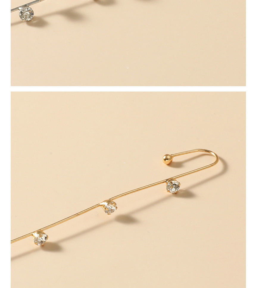 Fashion C-shaped Gold Color Diamond-studded Lightning Leaf Geometric Piercing Ear Studs,Stud Earrings