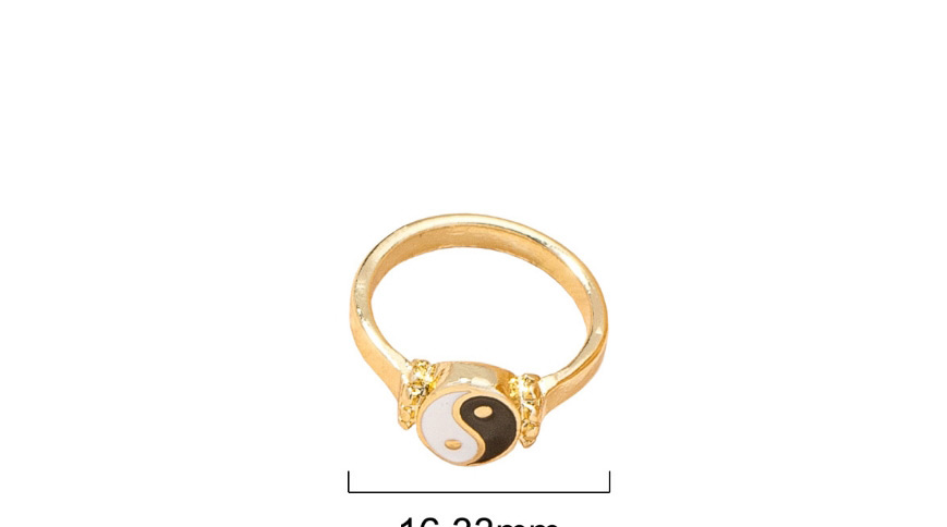 Fashion Golden Color Tai Chi Yin Yang Bagua Dripping Oil Alloy Ring,Fashion Rings