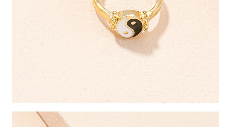 Fashion Golden Color Tai Chi Yin Yang Bagua Dripping Oil Alloy Ring,Fashion Rings