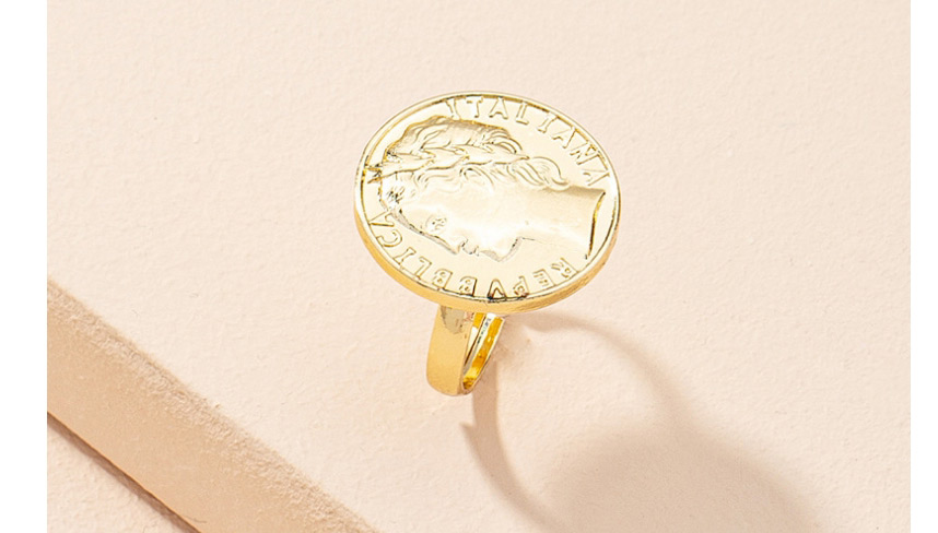 Fashion Golden Color Coin Portrait Alloy Open Ring,Fashion Rings