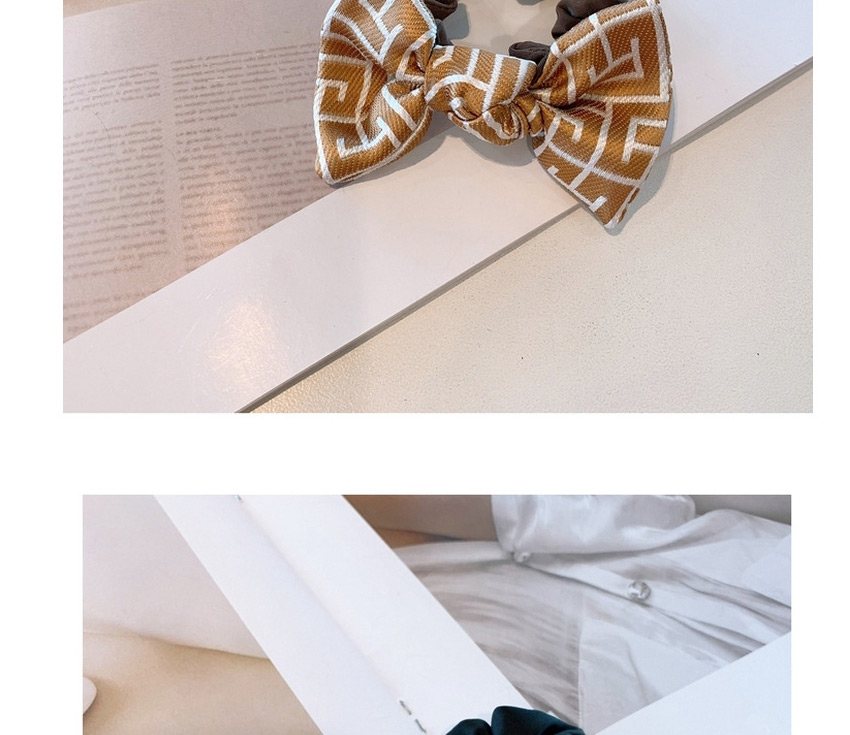 Fashion Beige Printed Abstract Musical Note Small Bow Fold Hair Rope,Hair Ring