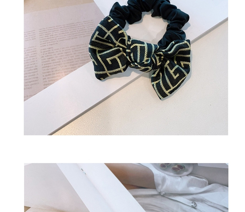 Fashion Green Printed Abstract Musical Note Small Bow Fold Hair Rope,Hair Ring