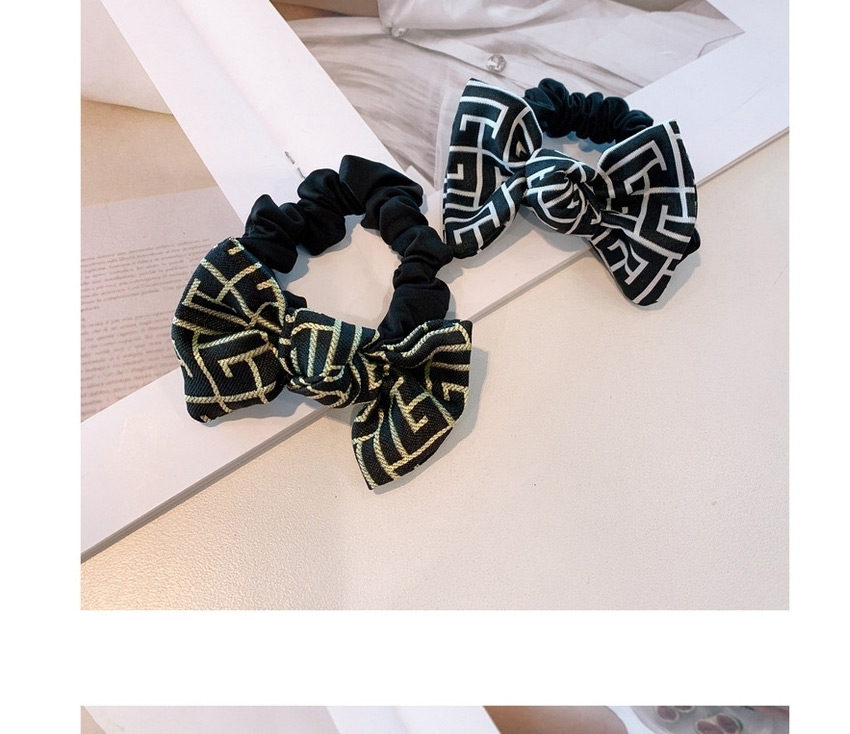 Fashion Beige Printed Abstract Musical Note Small Bow Fold Hair Rope,Hair Ring