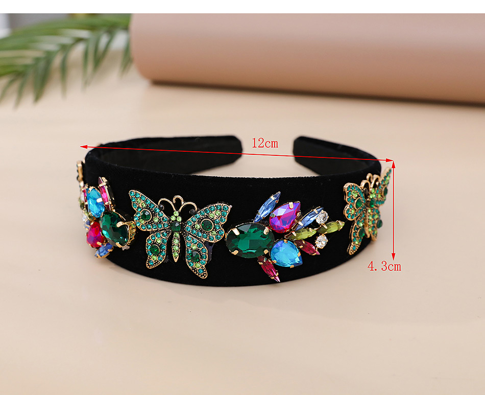 Fashion Color Fabric Alloy Diamond-studded Butterfly Headband,Head Band