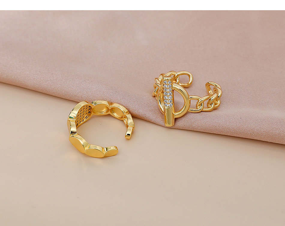 Fashion Gold Color Copper Inlaid Zircon Round Ring,Rings