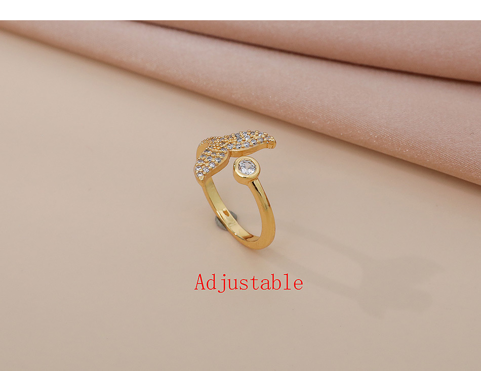 Fashion Gold Color Copper Inlaid Zircon Fishtail Ring,Rings