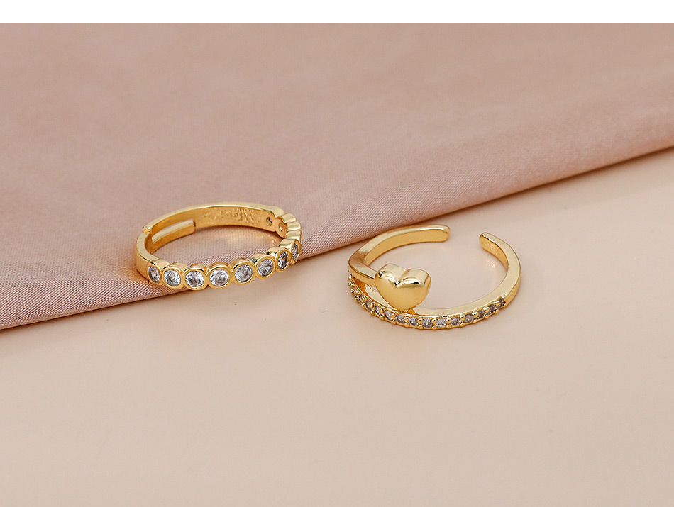 Fashion Gold Color Copper Inlaid Zircon Love Ring,Rings